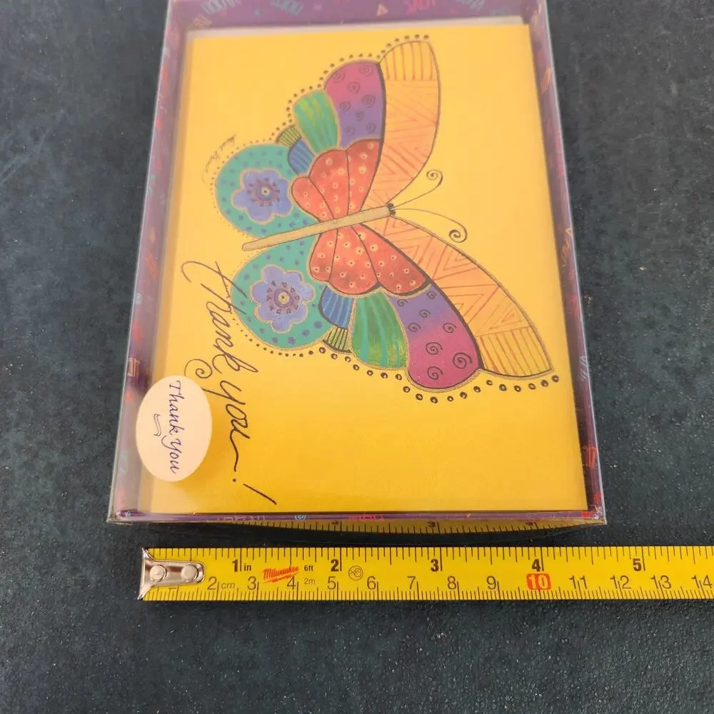 VTG Laurel Burch Butterfly Pring Thank You Cards (8) Colorful Artsy